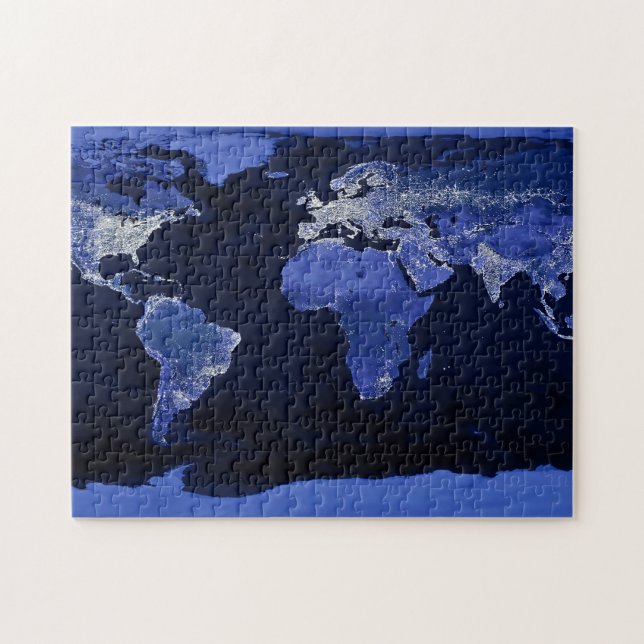 Puzzle Le Monde la Nuit - Carte, Espace (Horizontal)