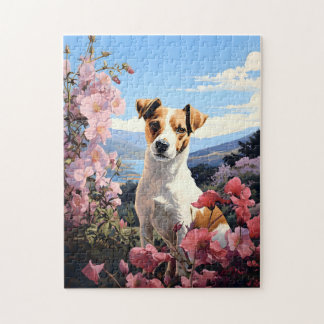 Puzzle Le paradis floral de Jack Russell Terrier