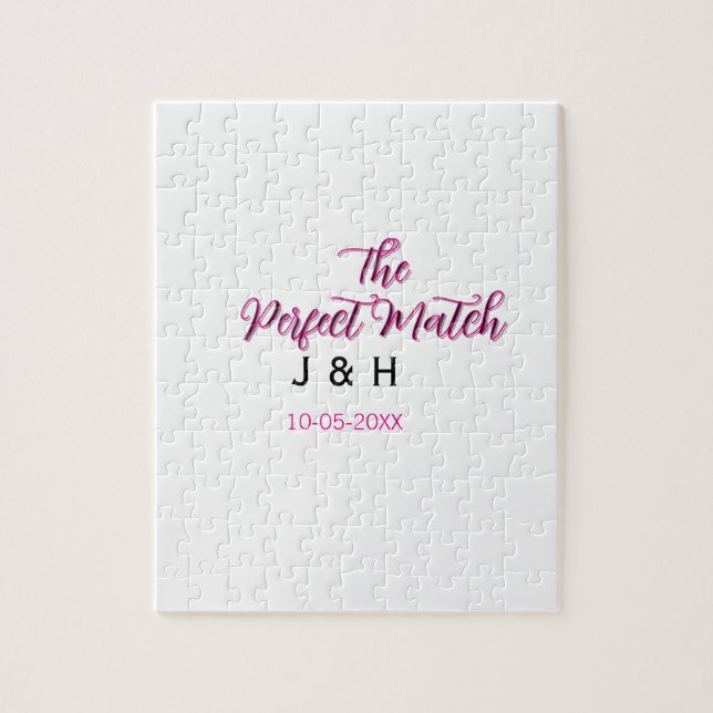 Puzzle Le parfait match rose noir nom date mariage cou (Vertical)