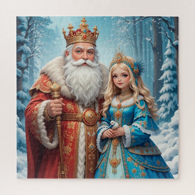 Puzzle Le Père Noël et le Maiden des neiges fêtent Noël (Vertical)