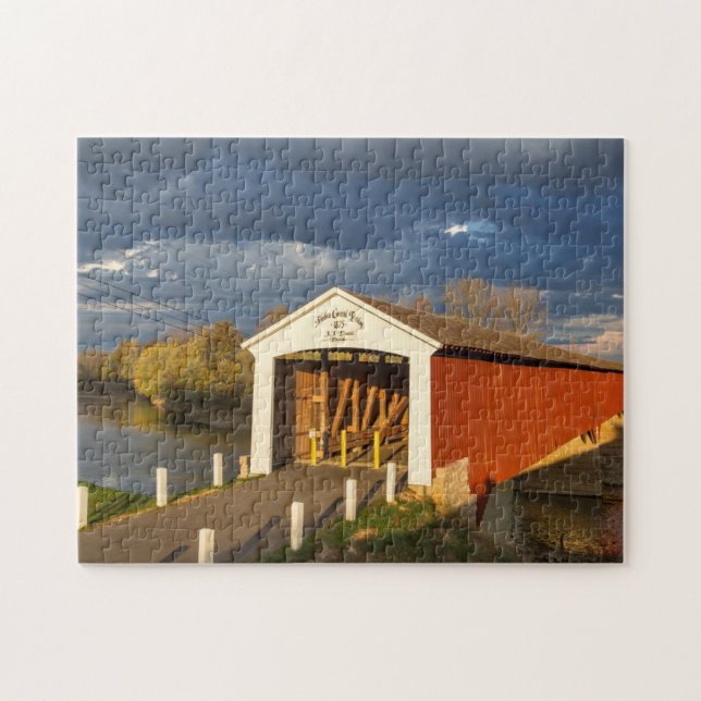 Puzzle Le pont couvert de Medora construit en 1875 (Horizontal)