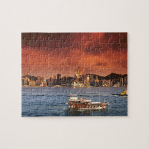 Puzzle Le port de Hong Kong au coucher du soleil
