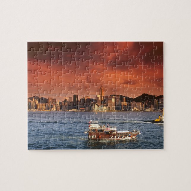 Puzzle Le port de Hong Kong au coucher du soleil (Horizontal)