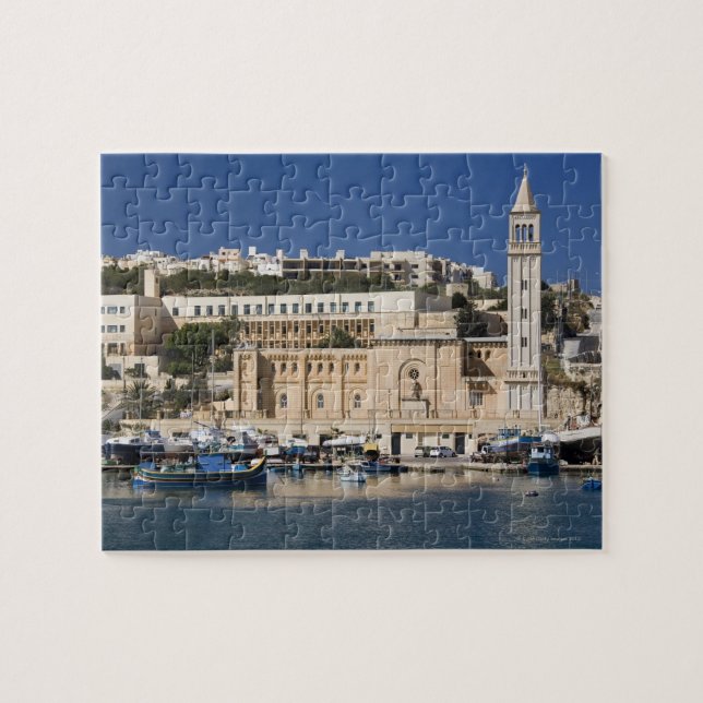 Puzzle Le port et l'église de Marsaskala sur (Horizontal)