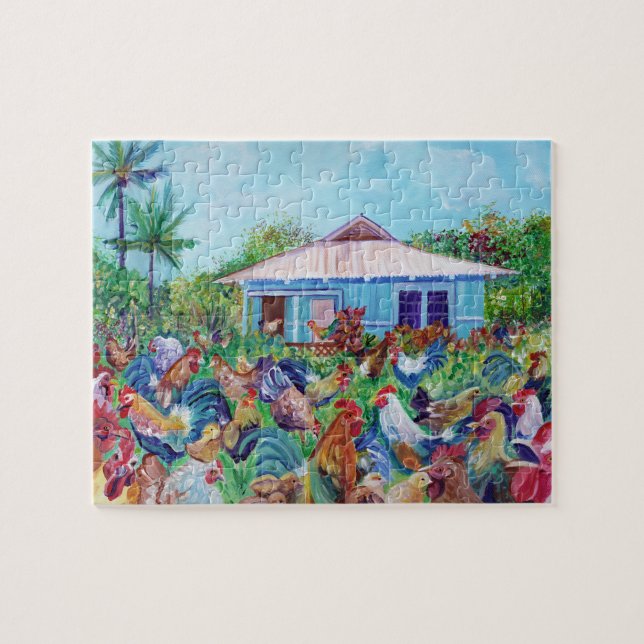 Puzzle Le Real Kauai avec les coqs et les poulets (Horizontal)