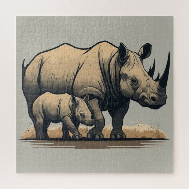 Puzzle Le Rhino et son veau (Vertical)