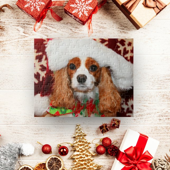 Puzzle Le Roi Cavalier Charles Spaniel À Santa Hat (Créateur téléchargé)