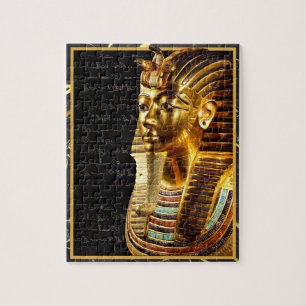 Puzzle Le roi Toutankhamon avec Hiéroglyphes Or et Noir