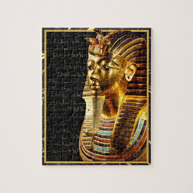 Puzzle Le roi Toutankhamon avec Hiéroglyphes Or et Noir (Vertical)