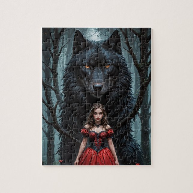 Puzzle Le rouge et le loup noir (Vertical)