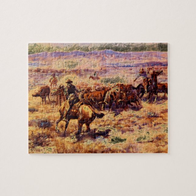 Puzzle Le Roundup', Charles M. Russell_Art de l'Amérique (Horizontal)