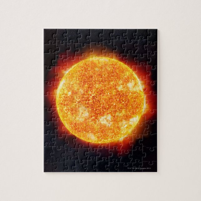 Puzzle Le Soleil montrant des éruptions solaires contre u (Vertical)