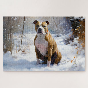 Puzzle Le Staffordshire Américain Laisser Neige Noël