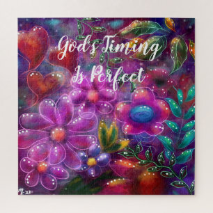 Puzzle Le Timing de Dieu est parfait Floral Abstrait rose