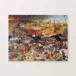 Puzzle Le triomphe de la mort, Pieter Bruegel<br><div class="desc">Pieter Bruegel l'Ancien (1525-1530 - 9 septembre 1569) fut l'artiste le plus important de la peinture de la Renaissance néerlandaise et flamande, peintre et graveur de Brabant, connu pour ses paysages et ses scènes paysannes (ce qu'on appelle la peinture de genre); il fut un pionnier dans la réalisation des deux...</div>