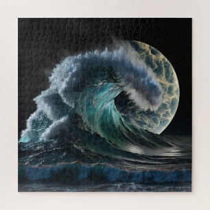 Puzzle Le tsunami déferle sous la lumière de la lune.