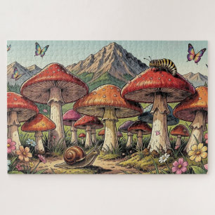 Puzzle Le Village de Champignons sous les Montagnes