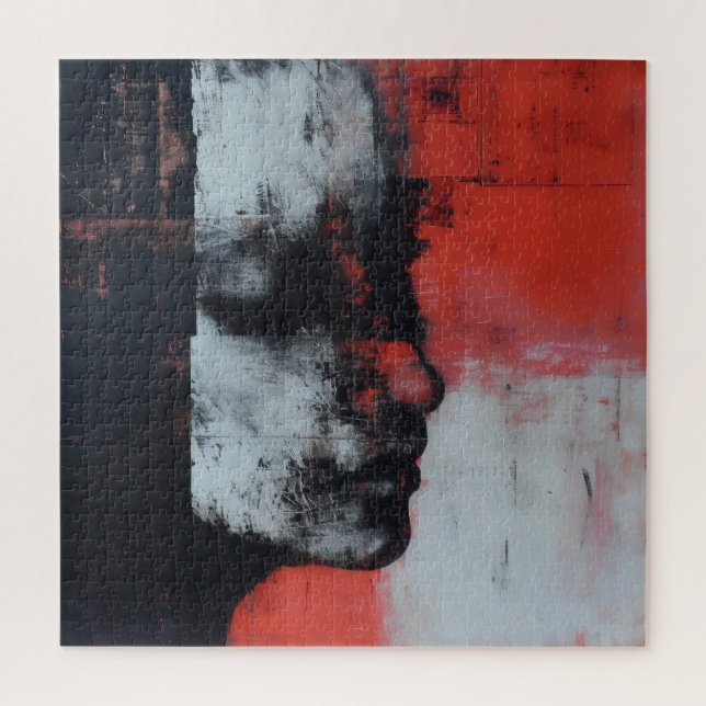 Puzzle Le visage et l'art Abstrait rouge (Vertical)