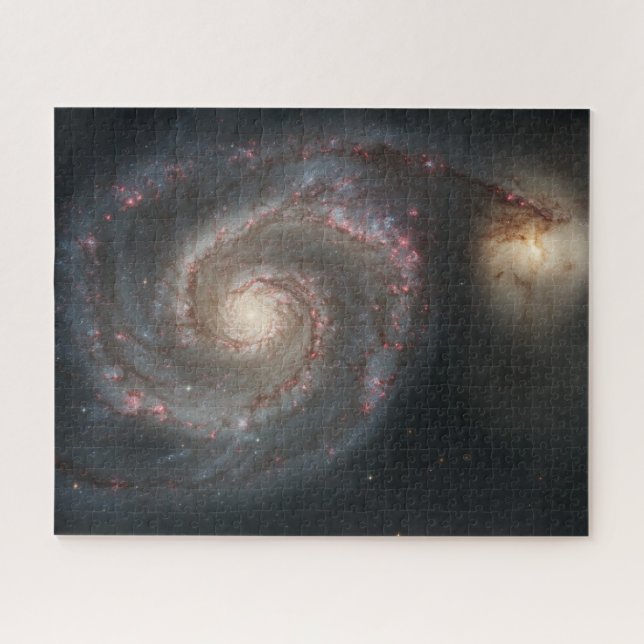 Puzzle Le Whirlpool Galaxy M51 & Companion dans l'espace (Horizontal)