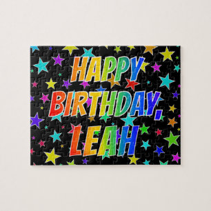 Puzzle "LEAH" Prénom, Fun "HEUREUX ANNIVERSAIRE"