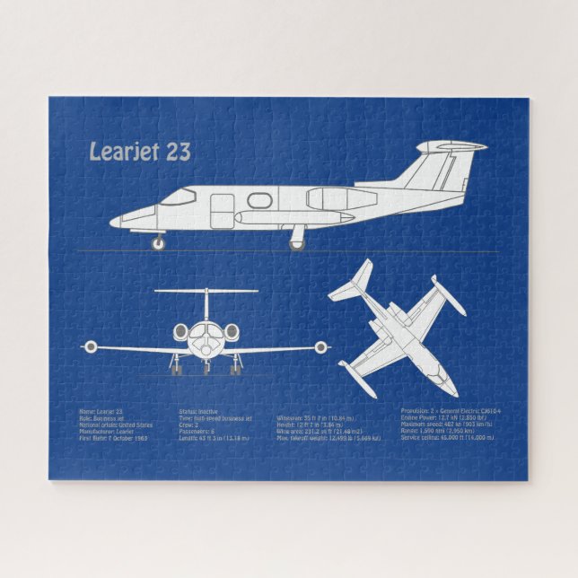 Puzzle Learjet 23 - Plan de dessin du plan directeur de l (Horizontal)