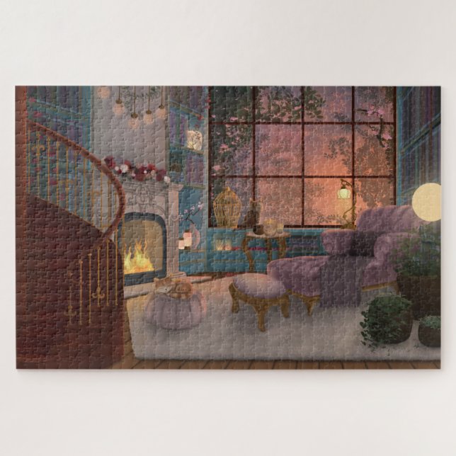 Puzzle Lecture confortable Salle coucher de soleil Jigsaw (Horizontal)