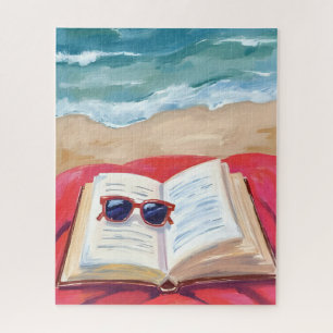 Puzzle Lecture sur la plage Peinture aquarelle des vagu