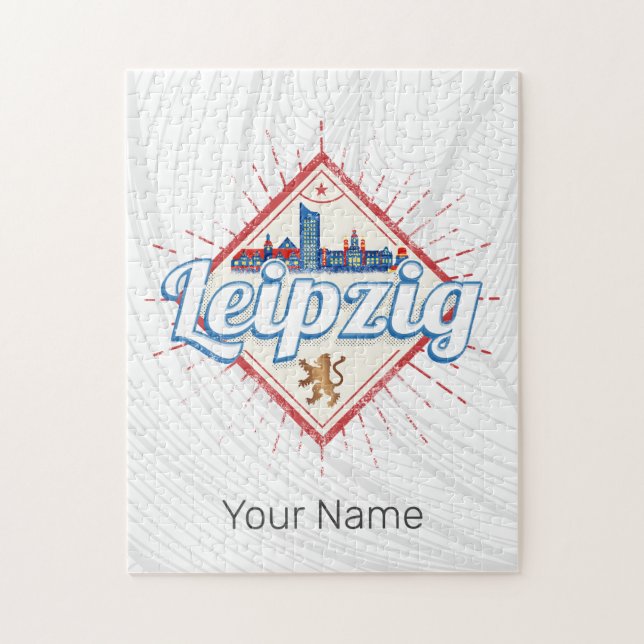 Puzzle Leipzig Allemagne Saxe Retro Skyline Vintage (Vertical)