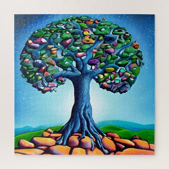 Puzzle L'encastrement de l'arbre aux galets (Vertical)
