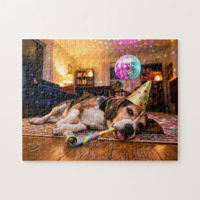 Puzzle Lendemain de fête du Nouvel An pour un Beagle (Horizontal)