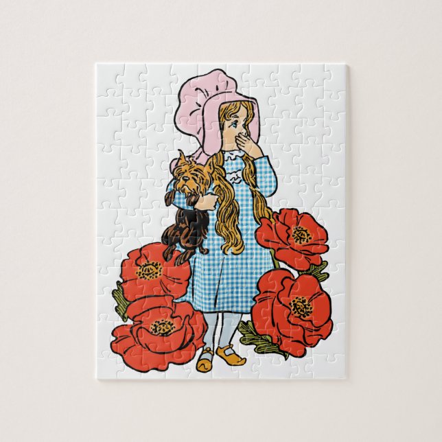Puzzle L'ensorceleur vintage d'Oz, Dorothy, fleurs de pav (Vertical)