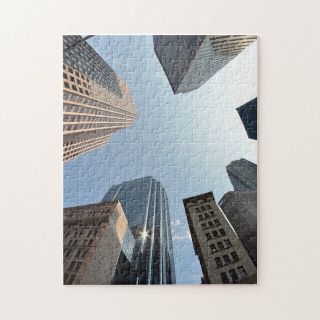Puzzle lentille de Poisson-oeil du bâtiment, Boston, USA (Vertical)