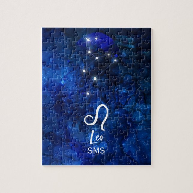 Puzzle Leo Zodiac Constellation bleu foncé Galaxie Monogr (Vertical)