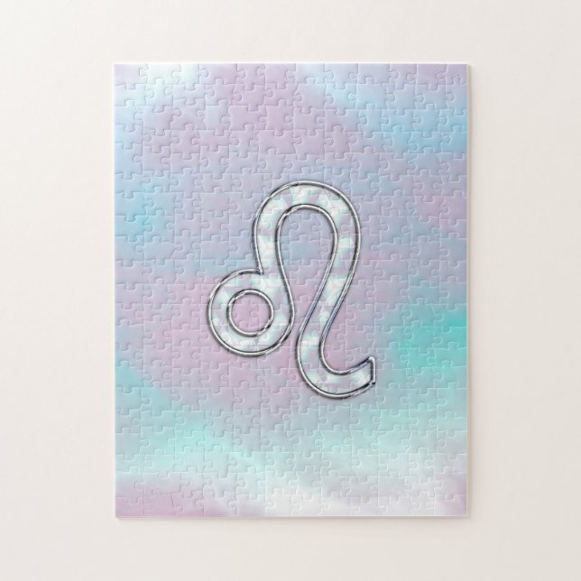 Puzzle Leo Zodiac Sign on Pastels Nacre Style Print (Vertical)