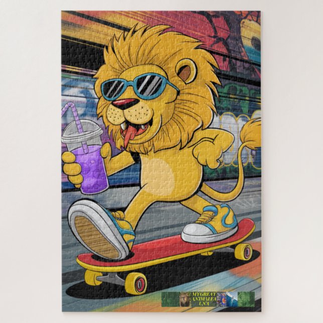 Puzzle León Mark 2, sur son skateboard. (Vertical)