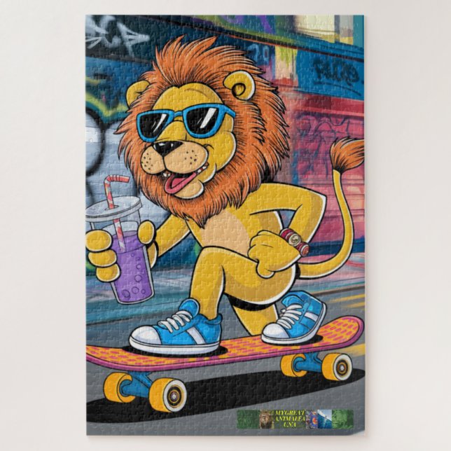 Puzzle León Mark, sur son skateboard. (Vertical)