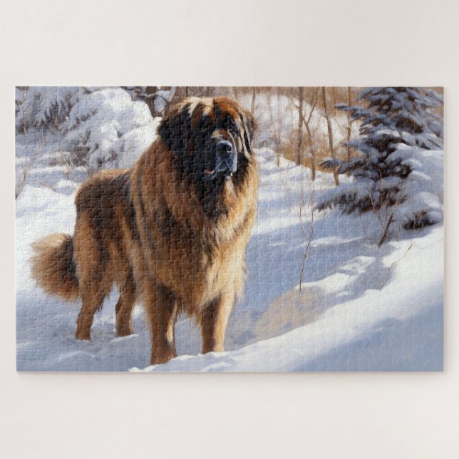 Puzzle Leonberger Laissez Tomber la Neige Noël (Horizontal)