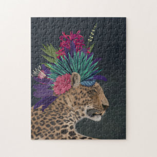 Puzzle Leopard avec tête tropicale