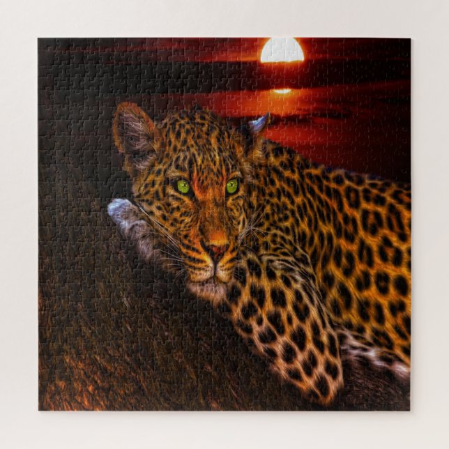 Puzzle Leopard du coucher de soleil (Vertical)