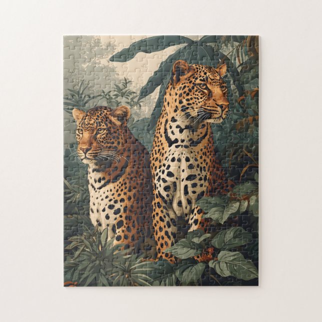 Puzzle Leopard Jungle : Carte postale Vintage (Vertical)