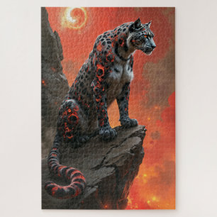 Puzzle Léopard majestueux sous ciel de feu