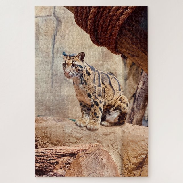Puzzle léopard nébuleux image nature faune exotique (Vertical)
