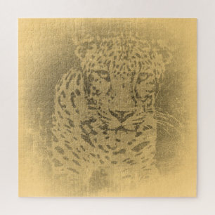 Puzzle Leopard Portrait Vintage
