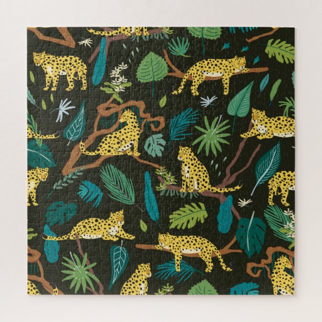 Puzzle Léopards dans la jungle : Vintage sauvage (Vertical)
