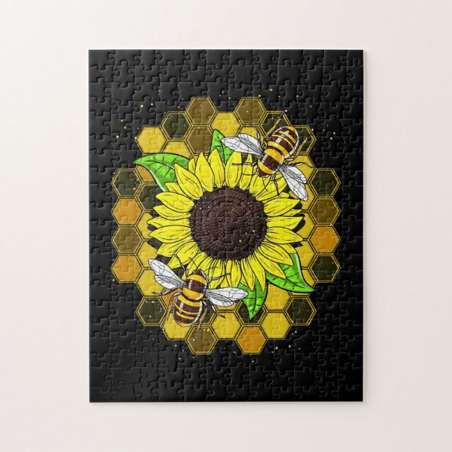 Puzzle Les abeilles de tournesol hippie (Vertical)