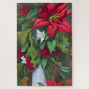 Puzzle Les Amaryllis rouges et le Bouquet de Poinsettia