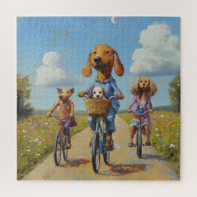 Puzzle Les amis mignons font du vélo (Vertical)