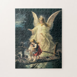 Puzzle Les Anges Protecteurs et deux enfants sur la passe