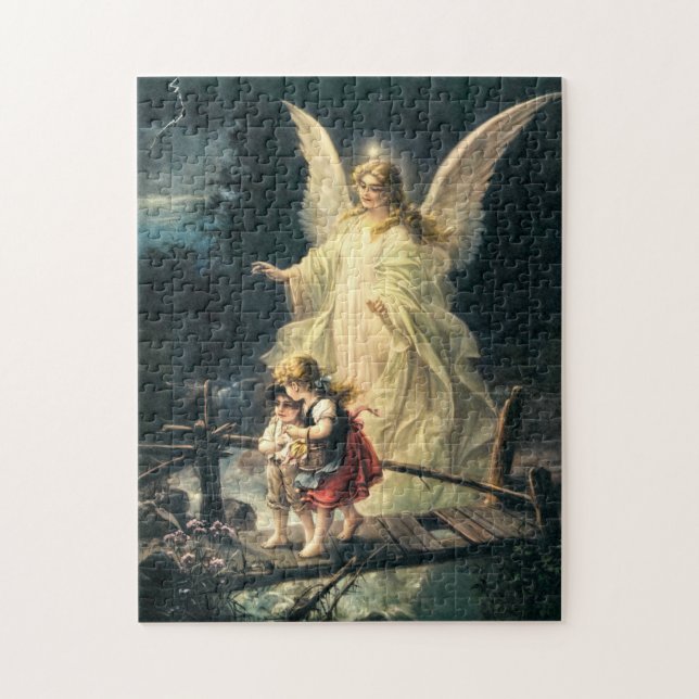Puzzle Les Anges Protecteurs et deux enfants sur la passe (Vertical)