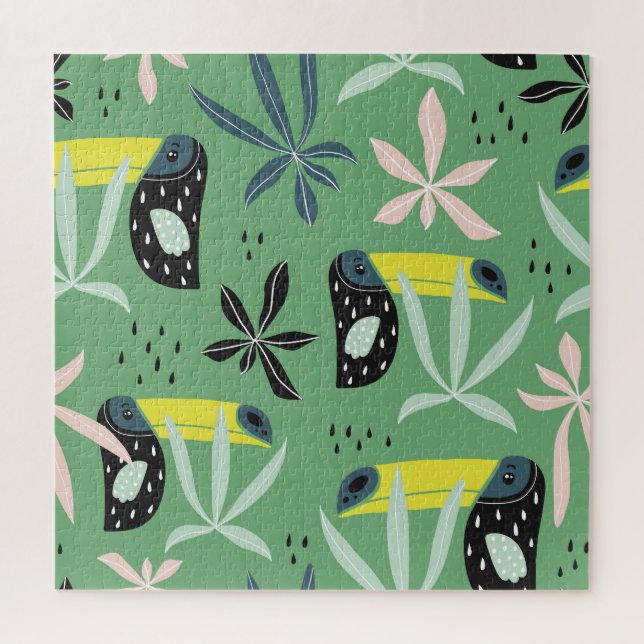 Puzzle Les animaux de la jungle, les éléments tropicaux,  (Vertical)